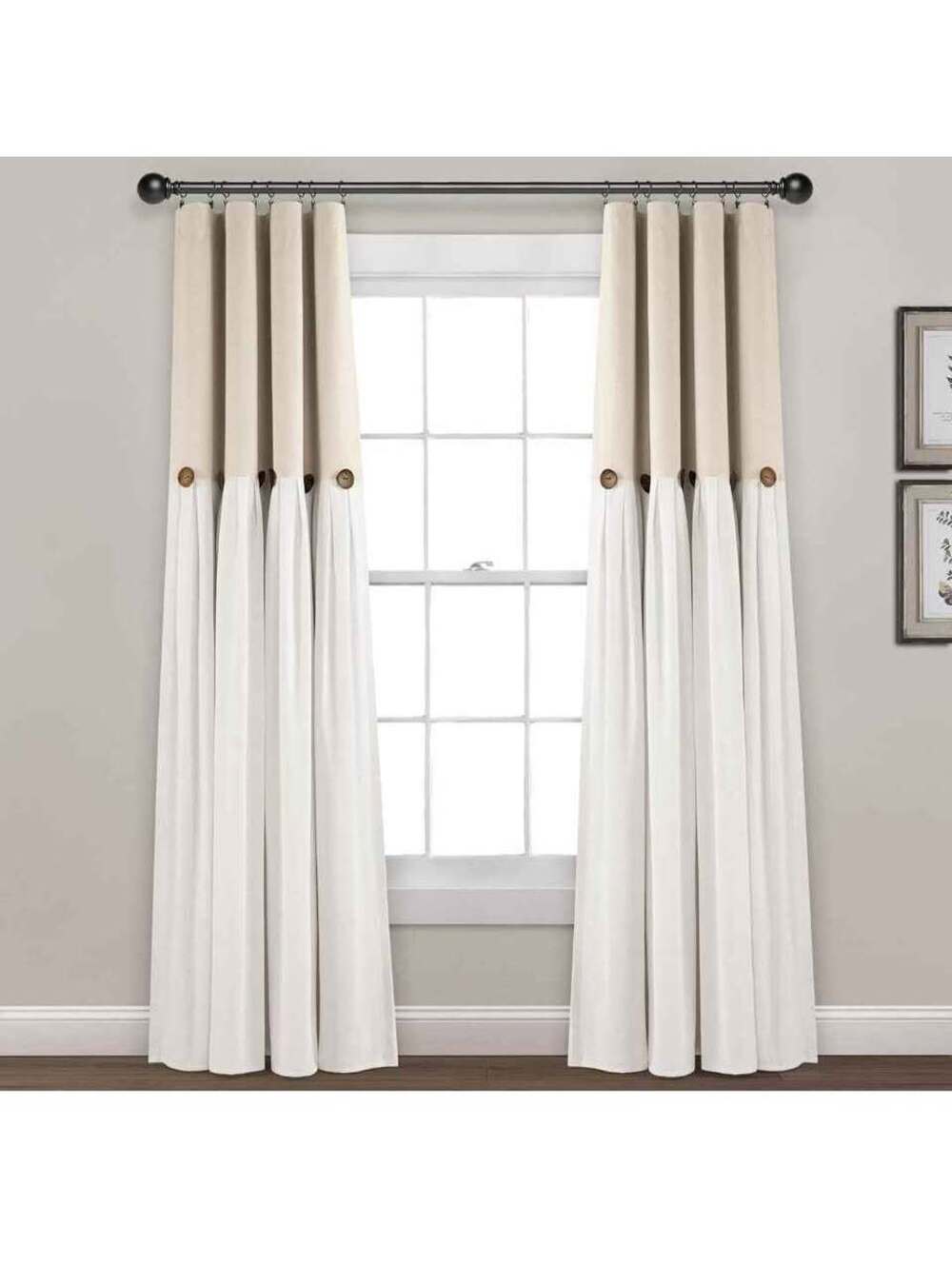 Lush Decor Linen Window Curtain 2 Panels 40" W x 84" L Linen Country Curtains